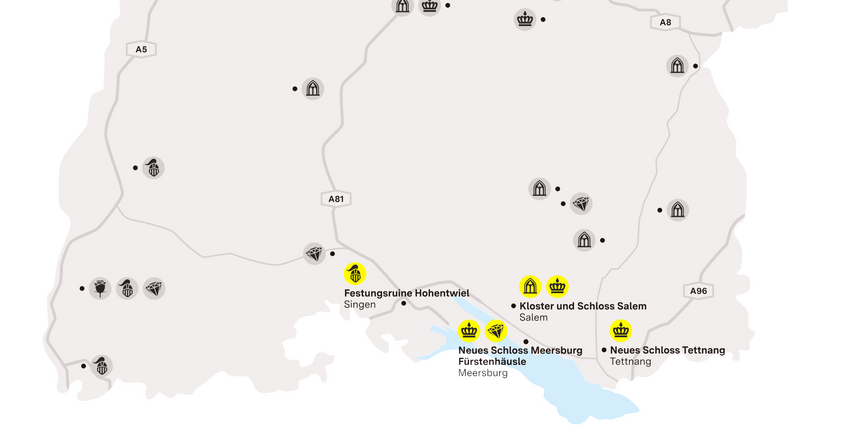 Karte der Region "Glanzvolle Perlen am Bodensee"